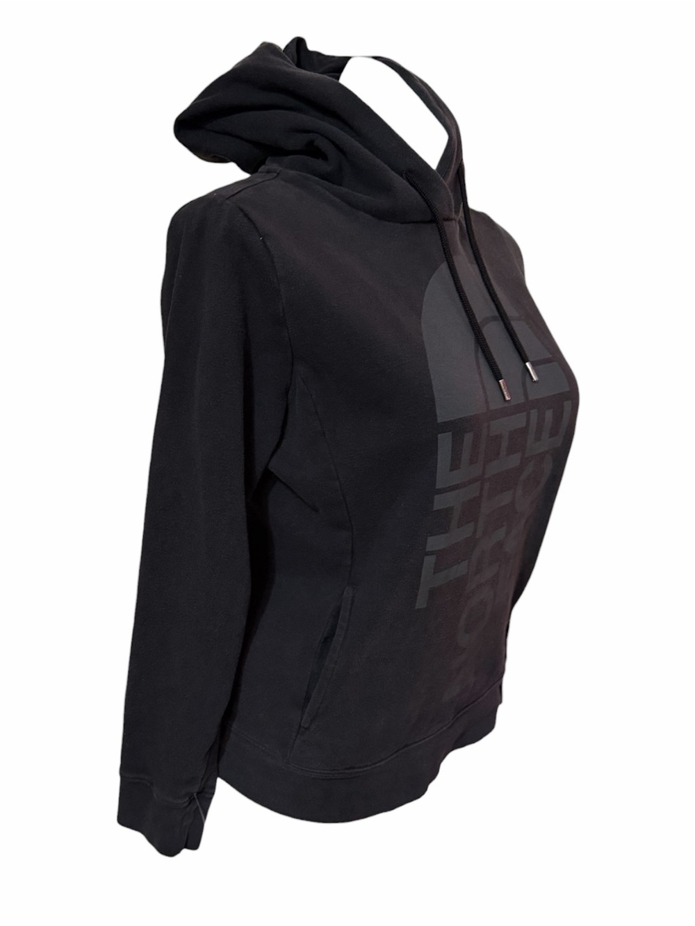 The North Face Black Pullover Hoodie with Vertical Logo - Picture 2 of 4